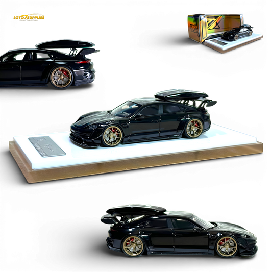 404ERROR Porsche Taycan Black with Roof Box 1:64