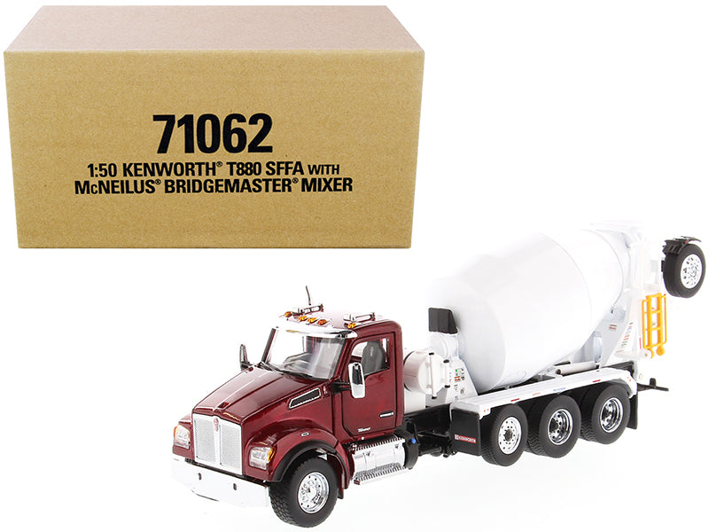 Kenworth T880 SFFA with McNeilus Bridgemaster Mixer Truck Radiant Red and White 1/50 Diecast Model by Diecast Masters  free shipping USA