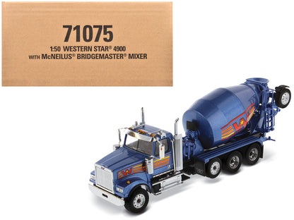 Western Star 4900 with Bridgemaster McNeilus Mixer Blue Metallic "Transport Series" 1/50 Diecast Model by Diecast Masters  free shipping USA