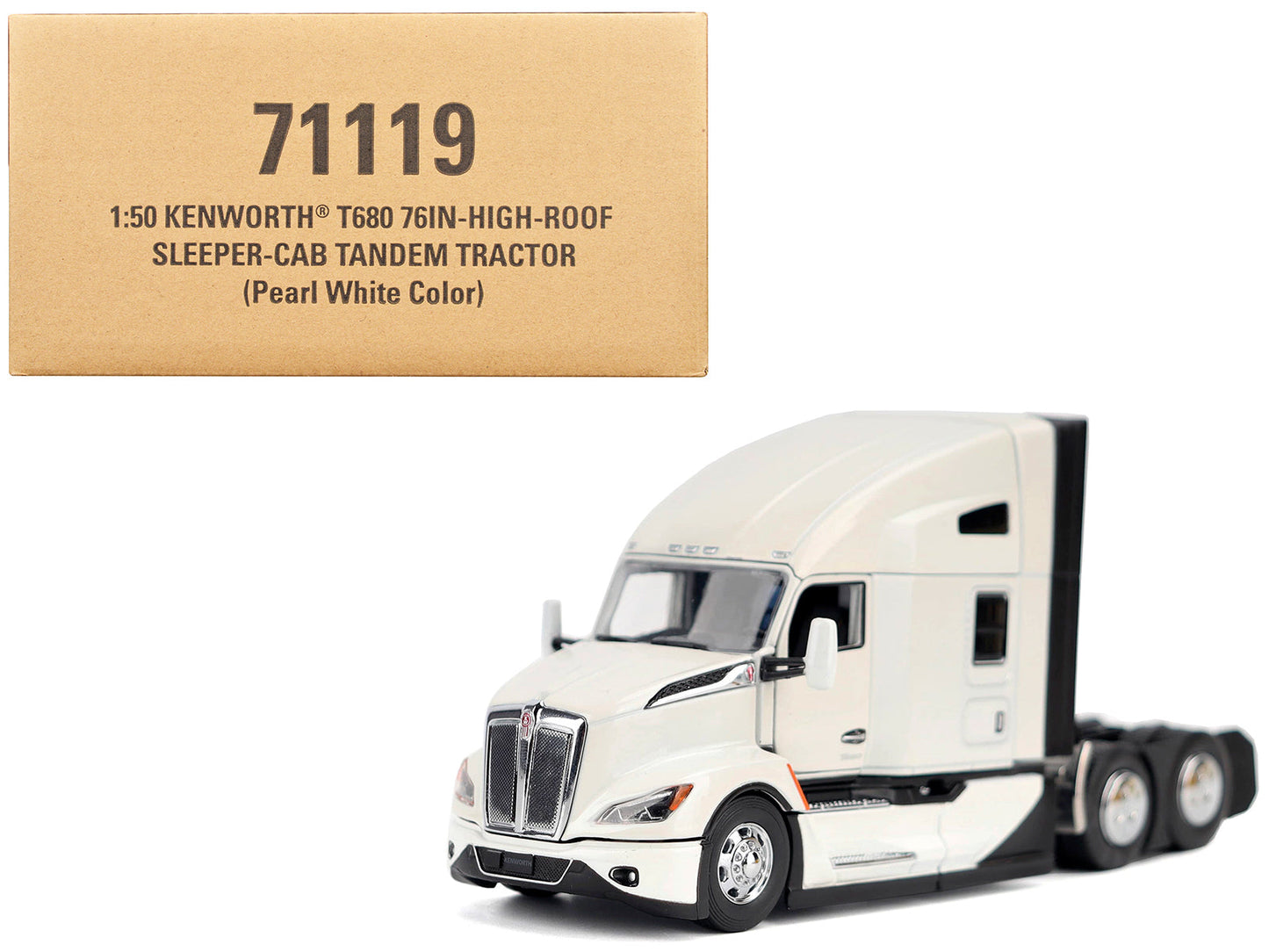 Kenworth T680 Truck Tractor Pearl White "Transport Series" 1/50 Diecast Model by Diecast Masters  free shipping USA