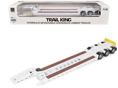 Trail King TK120 Hydraulic Detachable Gooseneck Lowboy Trailer White (Regular Version) "Transport Series" 1/50 Diecast Model by Diecast Masters  free shipping USA