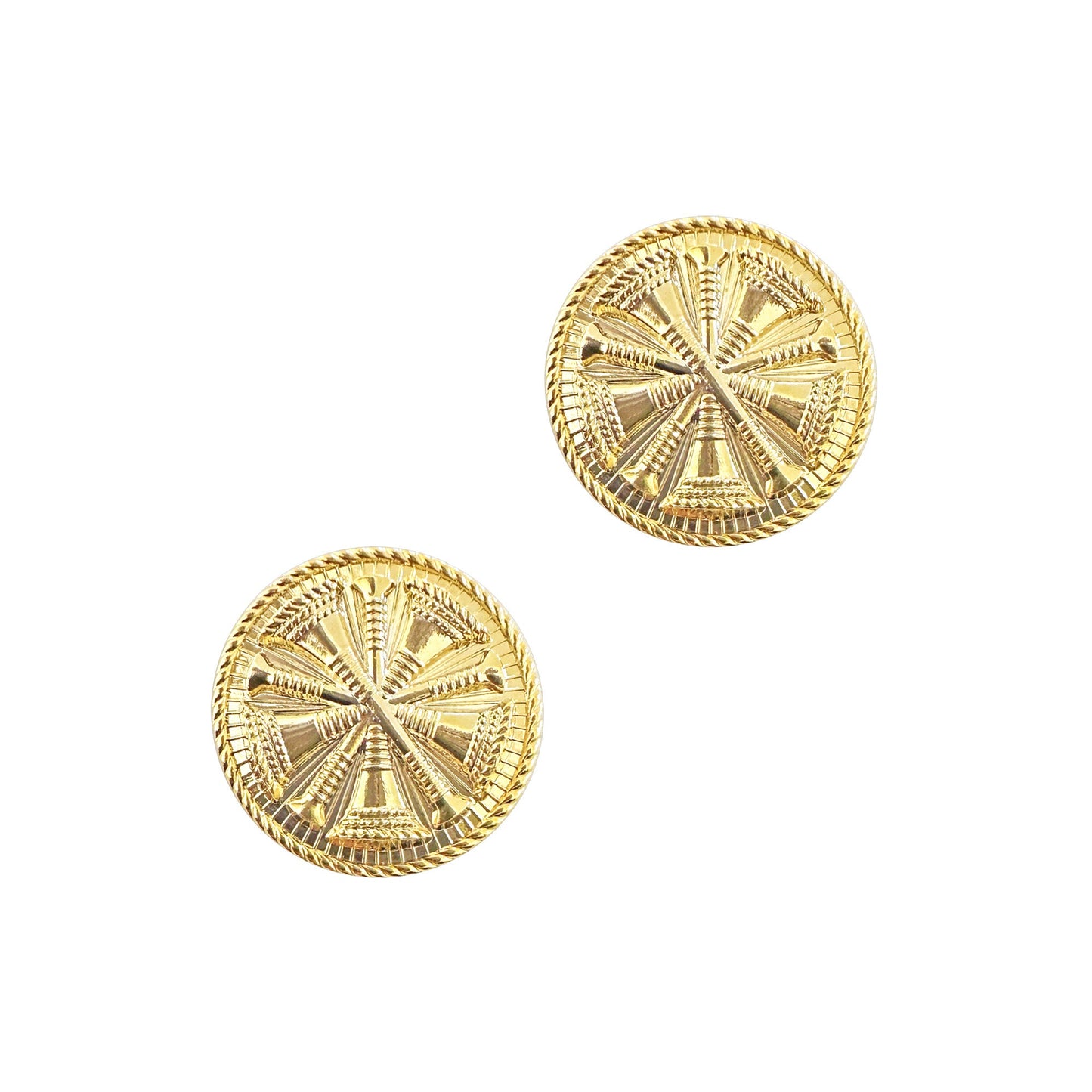 Fire Chief 5 Bugles on disk STA-BRITE® Gold 3/4" (pair)
