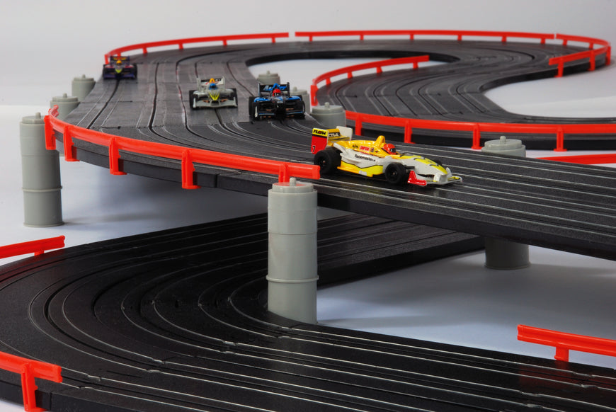 New AFX MegaG+ Super International Ho Slot Car Race Set Tri Power 21018 4 Lane