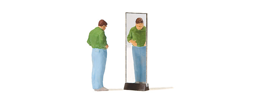 Preiser 28161 HO Scale Man Trying On Pants w/Mirror Figure