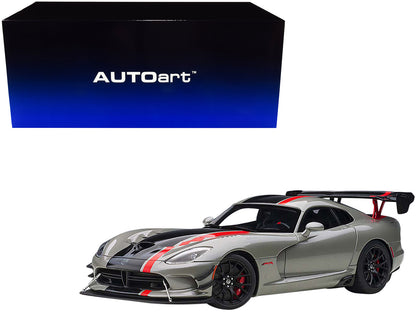 2017 Dodge Viper ACR Billet Silver Metallic with Black and Red Stripes 1/18 Model Car by Autoart  free shipping USA