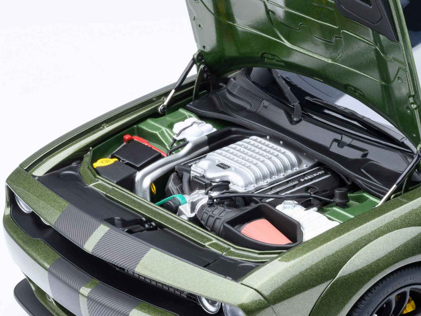 2022 Dodge Challenger SRT Jailbreak F8 Green with Carbon Stripes 1/18 Model Car by Autoart