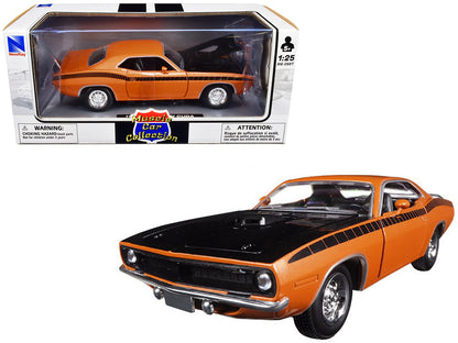 1970 Plymouth Cuda Orange with Black Hood and Stripes 1/25 Diecast Model Car by New Ray  free shipping USA