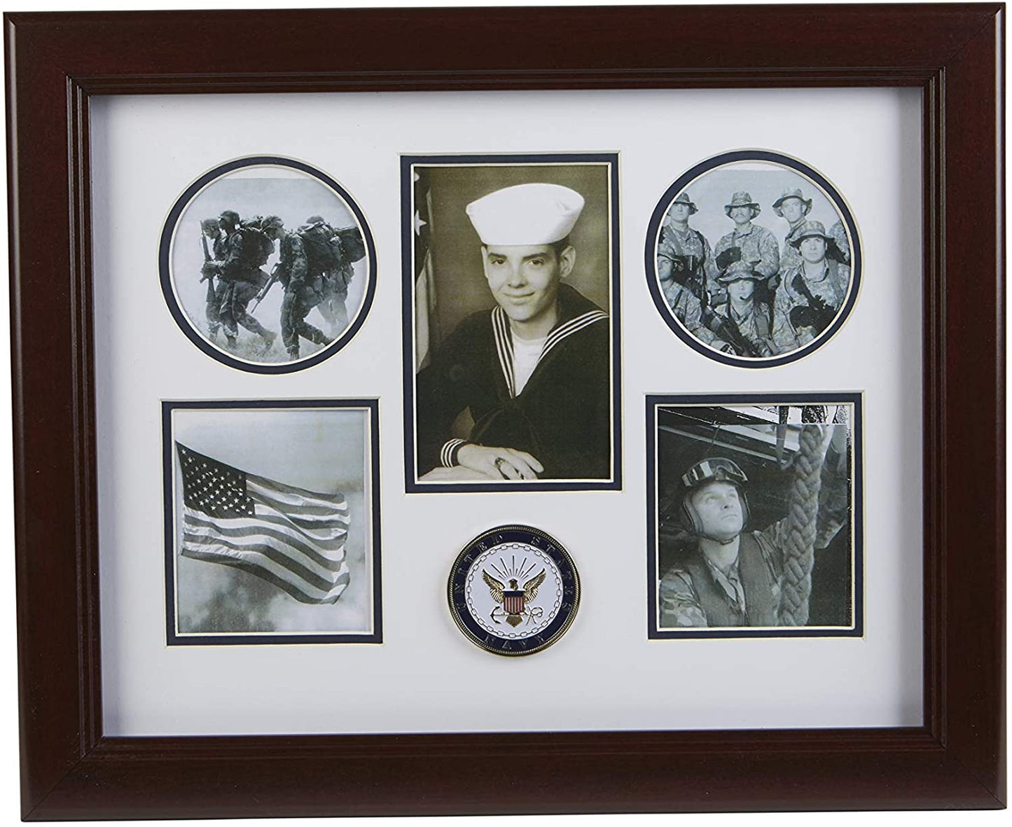 The Military Gift Store US Flag Store U.S. Navy Medallion 5 Picture Collage Frame.