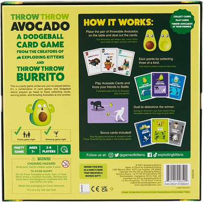 Throw Avocado by Exploding Kittens - A Dodgeball Card Sequel and Expansion Set - Family-Friendly Party Games for Adults, Teens & Kids - 2-6 Players