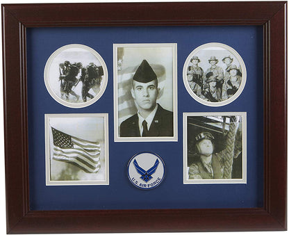 The Military Gift  Store Products Frame Aim High Air Force Medallion 5 Picture Collage Frame.