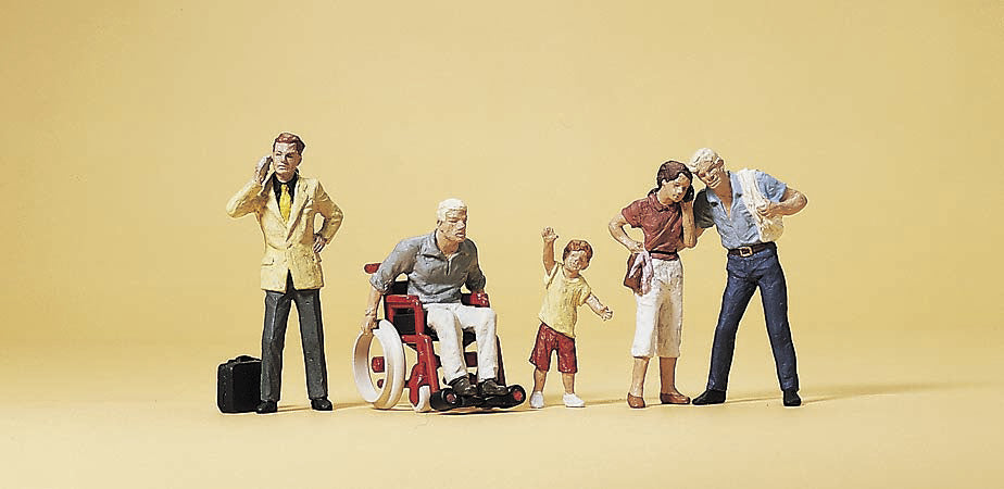 Preiser 10469 HO Passers-By & Wheelchair Figure Set pkg(5)