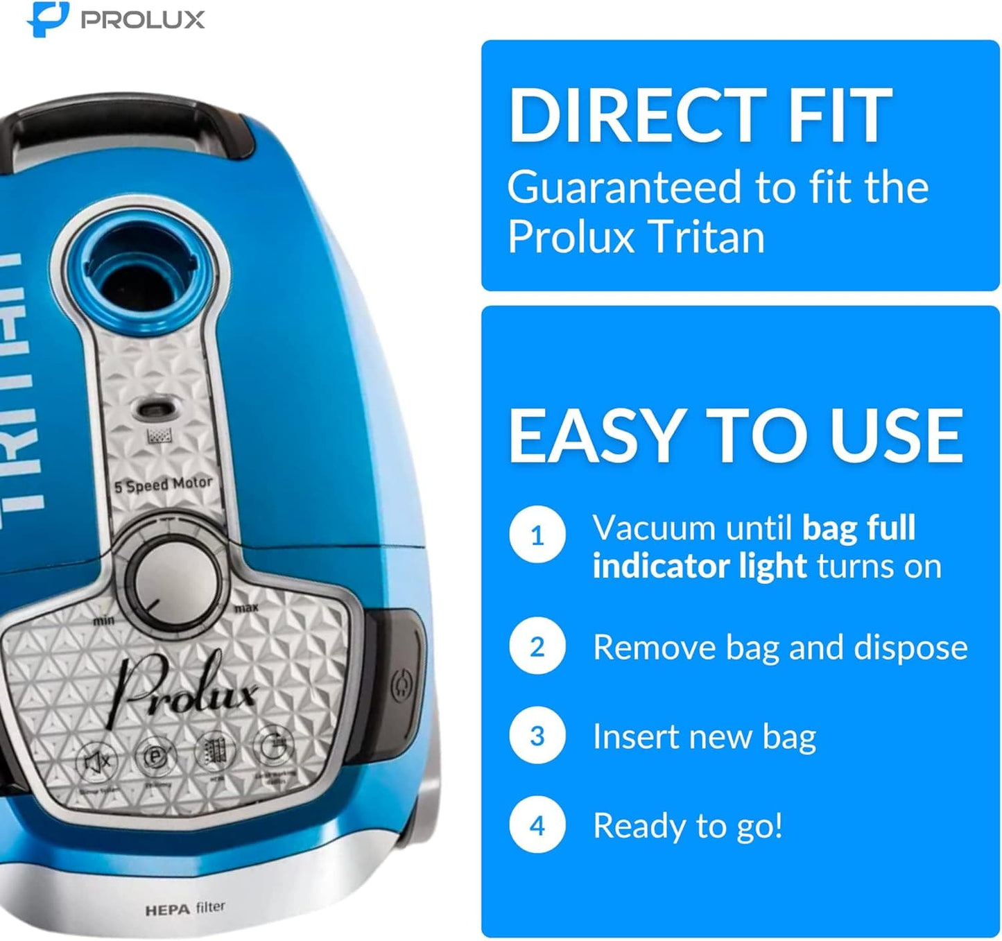 New 10 pack of bags for Prolux Tritan vacuum cleaner by Prolux Cleaners