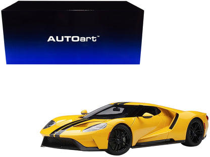 2017 Ford GT Triple Yellow with Black Stripes 1/18 Model Car by Autoart  free shipping USA