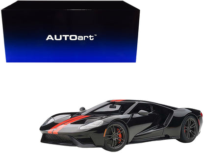 2017 Ford GT Shadow Black with Orange Stripes 1/18 Model Car by Autoart  free shipping USA