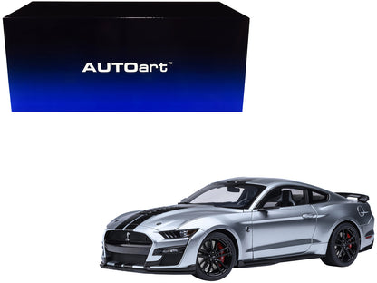 Ford Mustang Shelby GT500 Iconic Silver Metallic with Black Stripes 1/18 Model Car by Autoart  free shipping USA