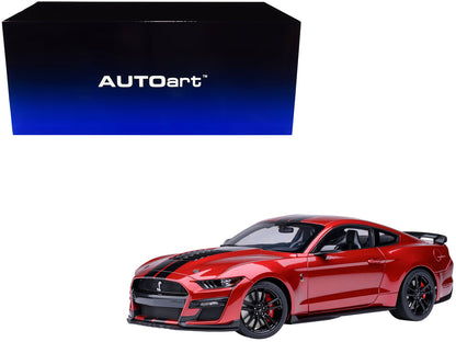 Ford Mustang Shelby GT500 Rapid Red Metallic with Black Stripes 1/18 Model Car by Autoart  free shipping USA