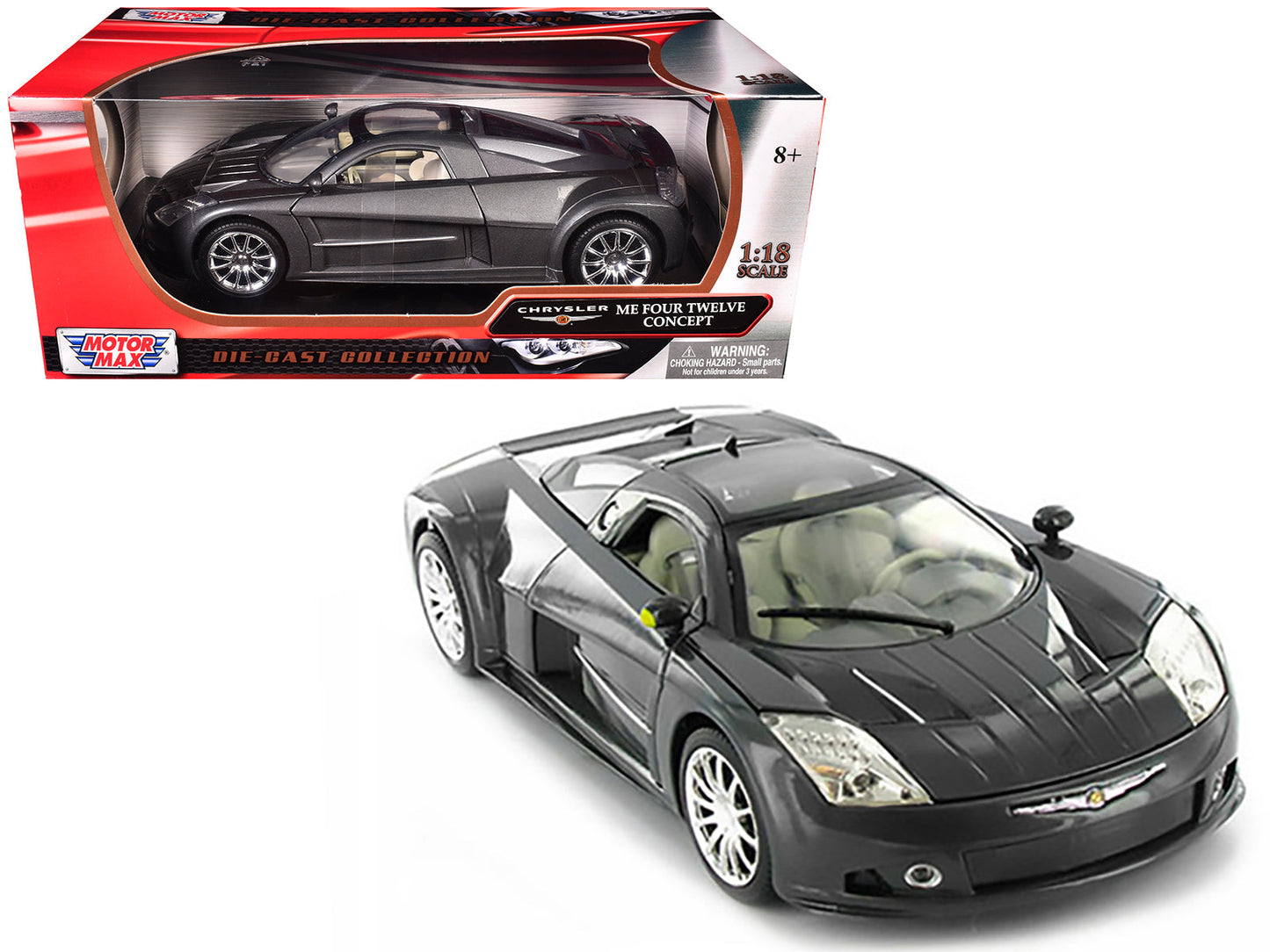 Chrysler Me Four Twelve Concept Car Grey 1/18 Diecast Model Car by Motormax  free shipping USA