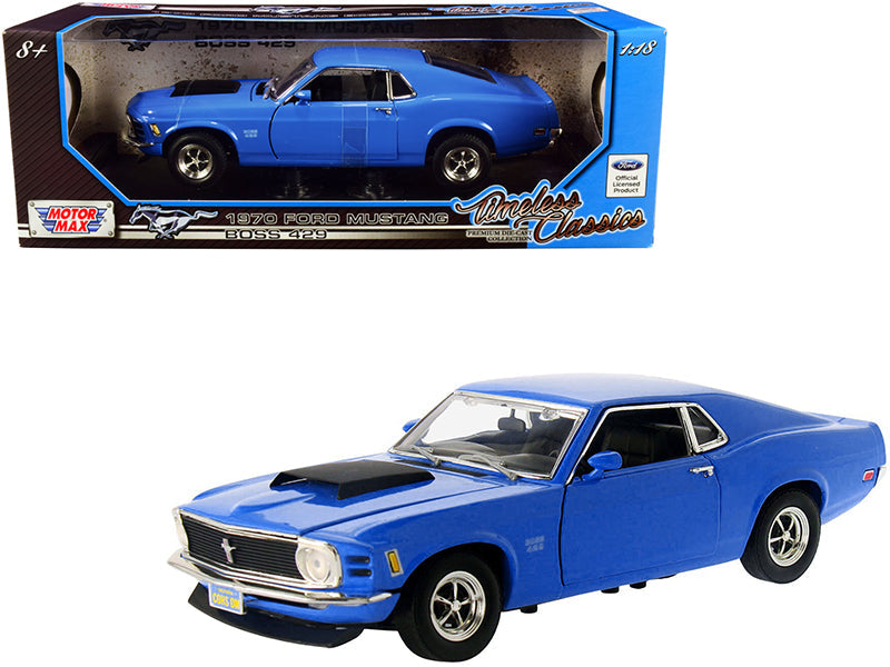 1970 Ford Mustang Boss 429 Dark Blue "Timeless Classics" Series 1/18 Diecast Model Car by Motormax  free shipping USA