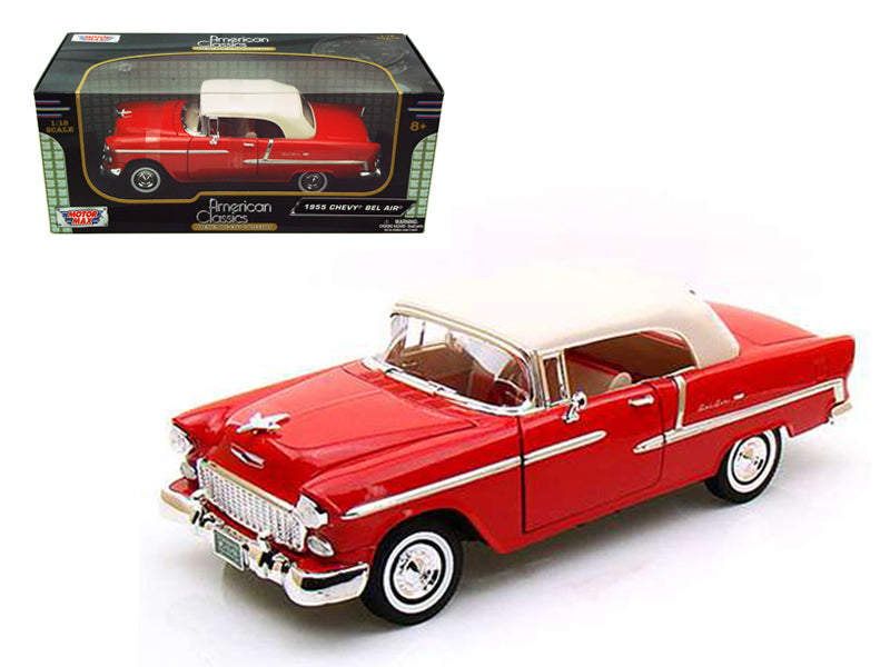 1955 Chevrolet Bel Air Convertible Soft Top Red 1/18 Diecast Car Model by Motormax  free shipping USA