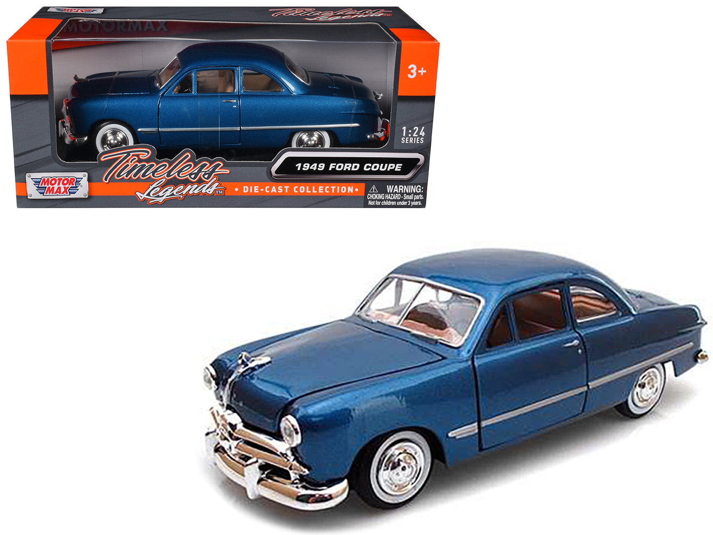 1949 Ford Coupe Blue 1/24 Diecast Model Car by Motormax  free shipping USA