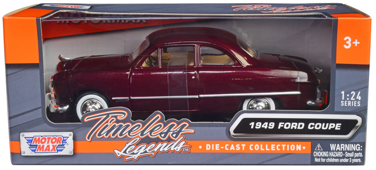 1949 Ford Coupe Burgundy 1/24 Diecast Model Car by Motormax  free shipping USA