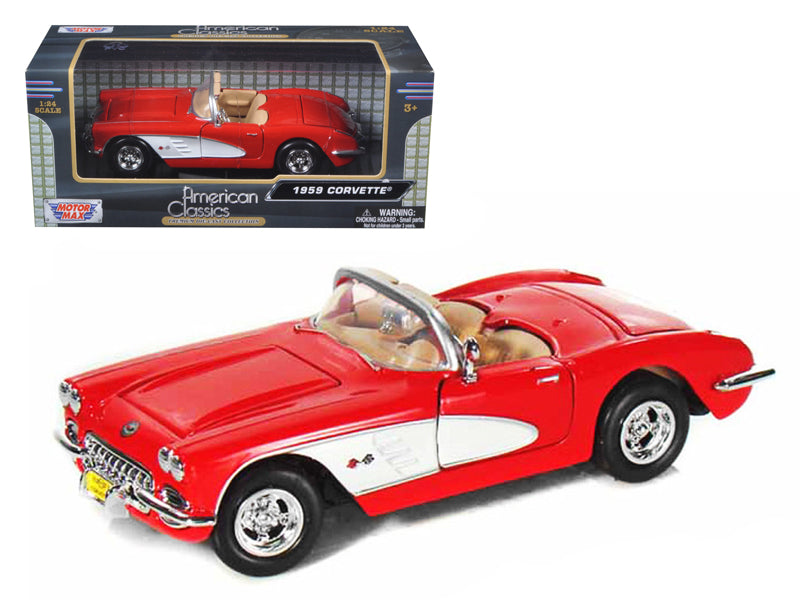 1959 Chevrolet Corvette Convertible Red 1/24 Diecast Model Car by Motormax  free shipping USA