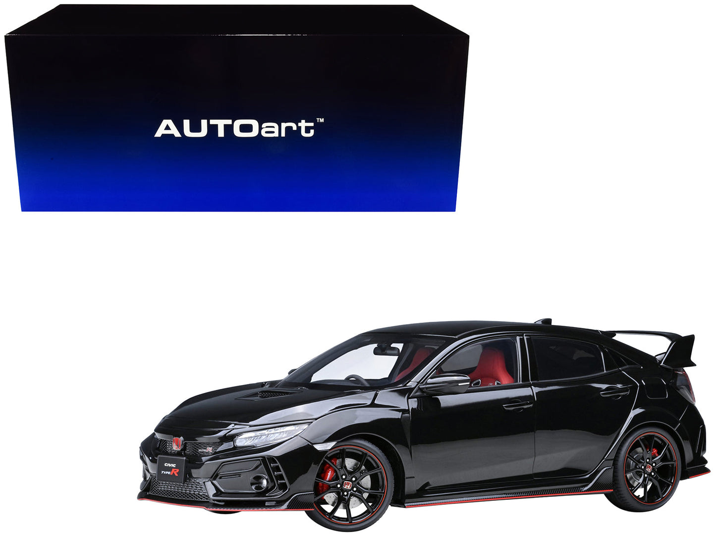 2021 Honda Civic Type R (FK8) RHD (Right Hand Drive) Crystal Black Pearl 1/18 Model Car by Autoart  free shipping USA