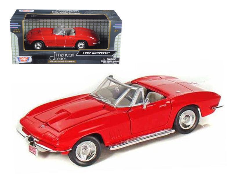 1967 Chevrolet Corvette Convertible Red 1/24 Diecast Model Car by Motormax  free shipping USA