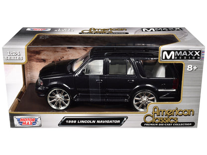 1998 Lincoln Navigator Black Metallic with White Interior "Maxx Design" "American Classics" Series 1/24 Diecast Model Car by Motormax  free shipping USA
