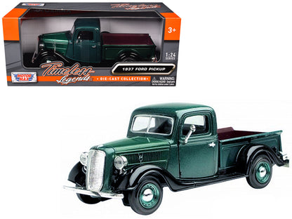 1937 Ford Pickup Truck Green and Black 1/24 Diecast Model Car by Motormax  free shipping USA