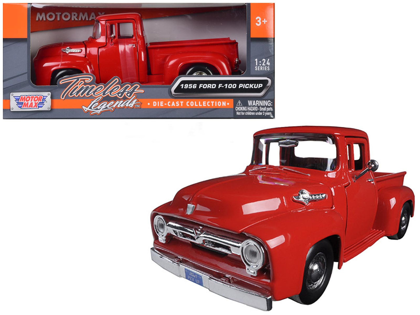 1956 Ford F-100 Pickup Red 1/24 Diecast Model Car by Motormax  free shipping USA