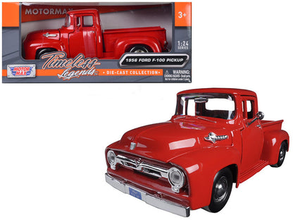 1956 Ford F-100 Pickup Red 1/24 Diecast Model Car by Motormax  free shipping USA