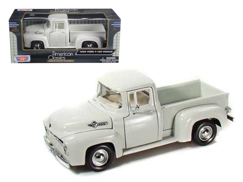 1956 Ford F-100 Pickup Truck White 1/24 Diecast Model Car by Motormax  free shipping USA