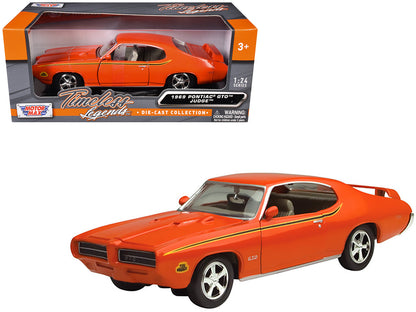 1969 Pontiac GTO Judge Orange with Stripes 1/24 Diecast Model Car by Motormax  free shipping USA