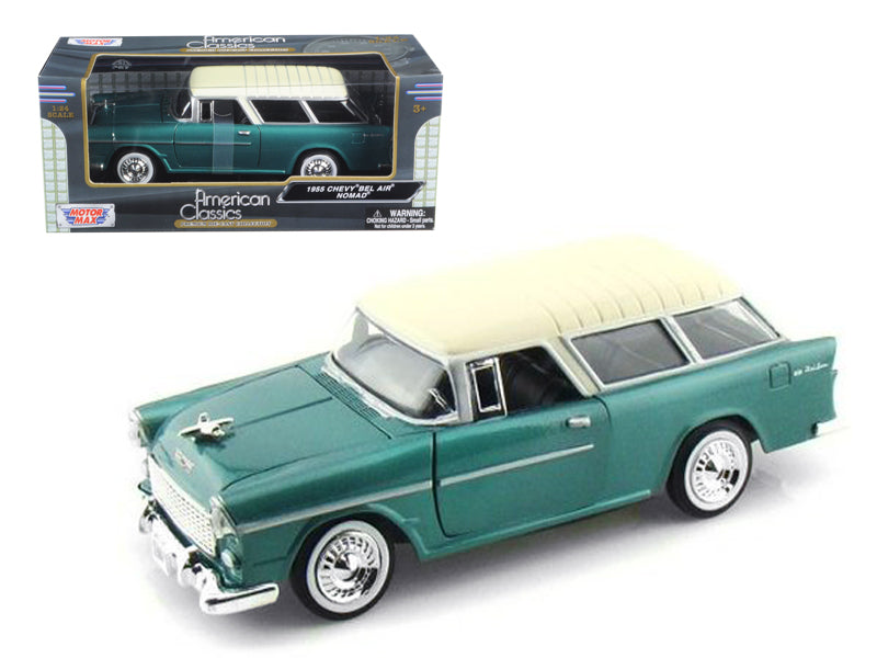 1955 Chevrolet Nomad Green 1/24 Diecast Model Car by Motormax  free shipping USA