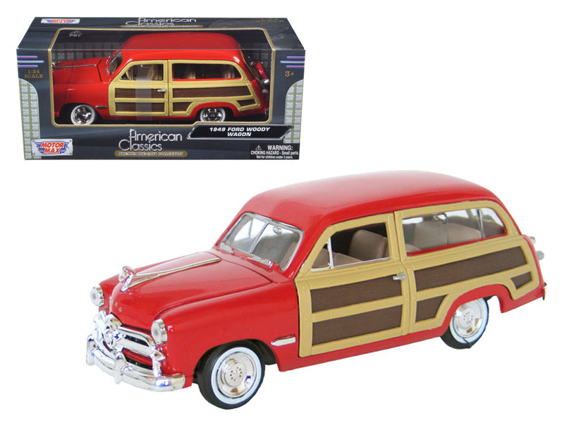 1949 Ford Woody Wagon Red 1/24 Diecast Model Car by Motormax  free shipping USA