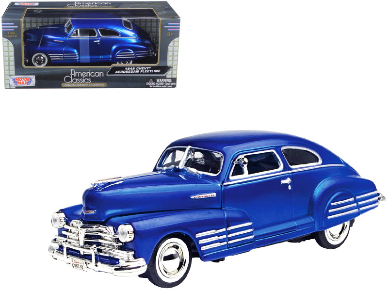 1948 Chevrolet Aerosedan Fleetline Blue 1/24 Diecast Model Car by Motormax  free shipping USA