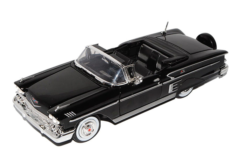 Motormax 73267AC-BK 1/24 1958 Chevrolet Impala Convertible, Black