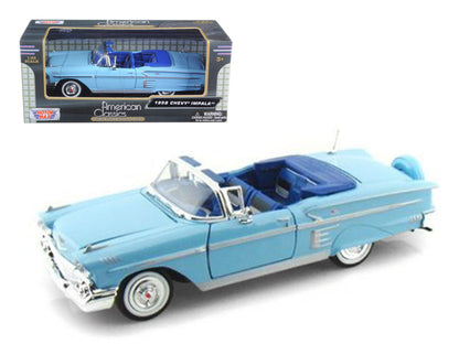 1958 Chevrolet Impala Convertible Blue 1/24 Diecast Model Car by Motormax  free shipping USA