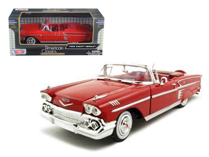 1958 Chevrolet Impala Convertible Red 1/24 Diecast Model Car by Motormax  free shipping USA