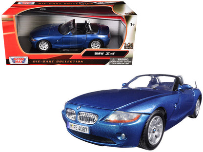 BMW Z4 Convertible Blue Metallic 1/24 Diecast Model Car by Motormax  free shipping USA