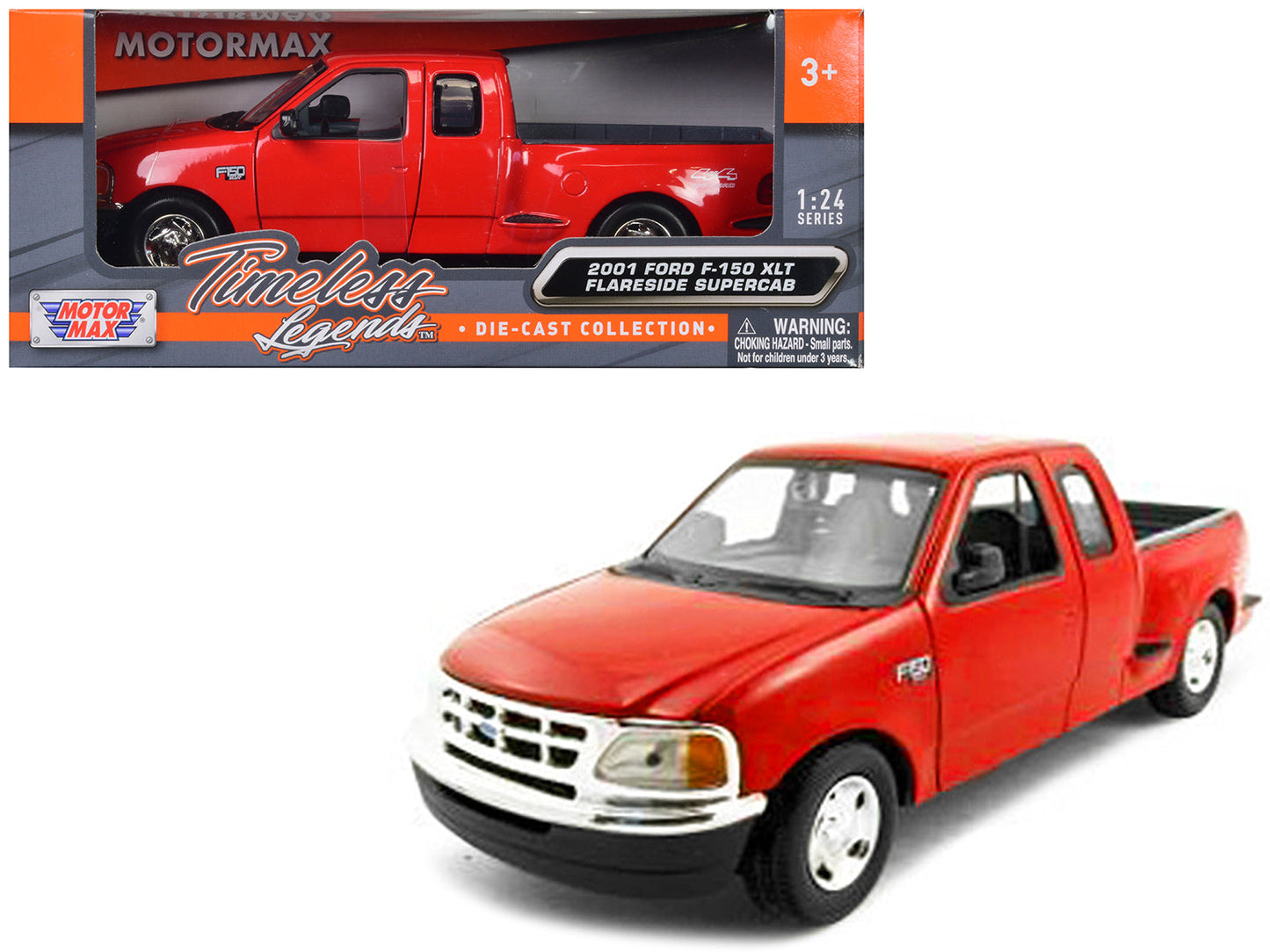 2001 Ford F-150 XLT Flareside Supercab Pickup Truck Red 1/24 Diecast Model Car by Motormax  free shipping USA