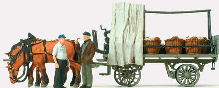 Preiser 30449 HO Scale Working People Farm Wagon w/Vegetable Baskets
