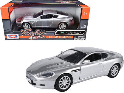 Aston Martin DB9 Coupe Silver Metallic "Timeless Legends" 1/24 Diecast Model Car by Motormax  free shipping USA