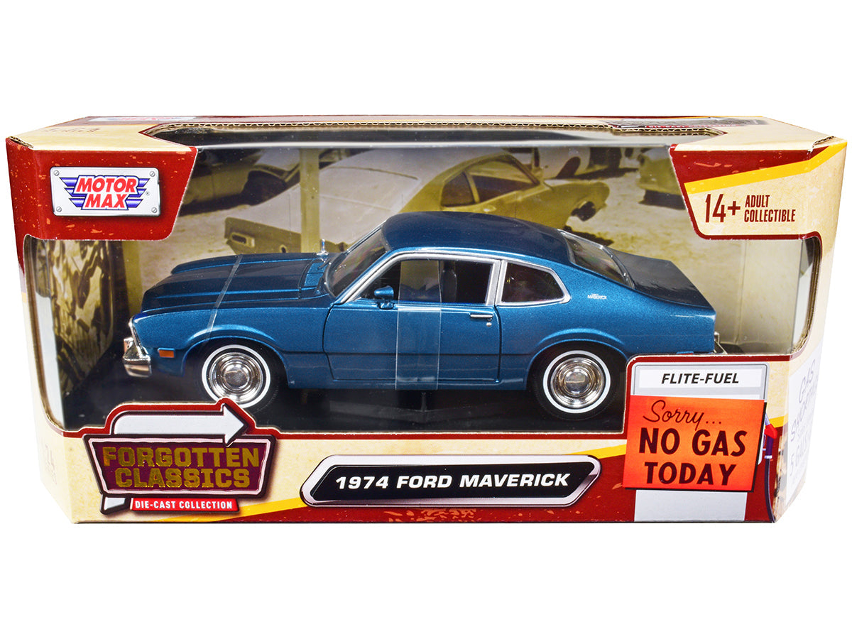 1974 Ford Maverick Blue Metallic "Forgotten Classics" Series 1/24 Diecast Model Car by Motormax  free shipping USA