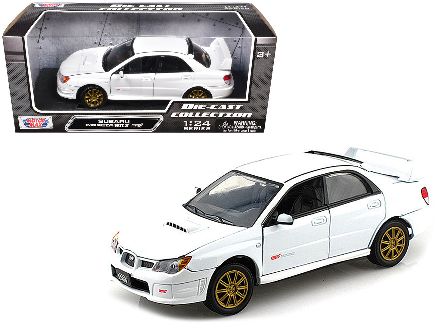 Subaru Impreza WRX STi White 1/24 Diecast Model Car by Motormax  free shipping USA