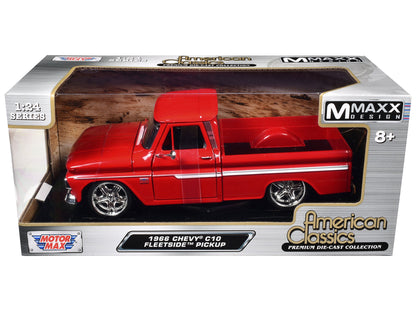 1966 Chevrolet C10 Fleetside Pickup Truck Red "Maxx Design" "American Classics" Series 1/24 Diecast Model Car by Motormax  free shipping USA