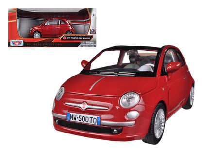 Fiat 500 Nuova Cabrio Red 1/24 Diecast Model Car by Motormax  free shipping USA