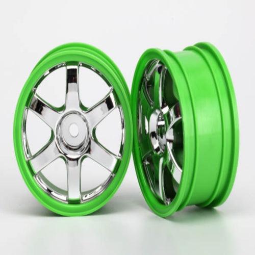 Traxxas 7374 Wheels Volk Racing TE37 Chrome/Green (2) Rally Mustang
