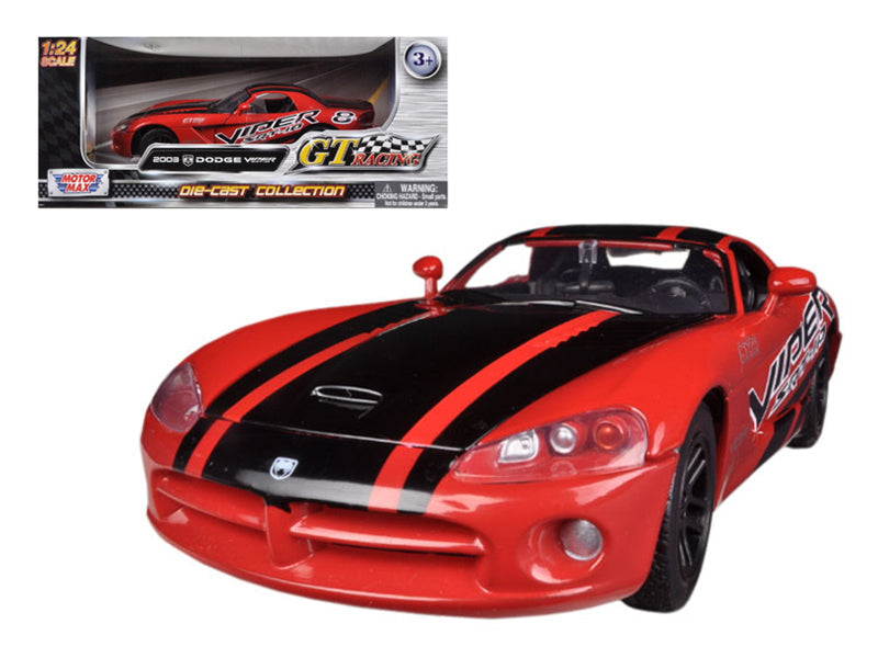 2003 Dodge Viper SRT-10 #8 Red with Black Stripes "GT Racing" Series 1/24 Diecast Model Car by Motormax  free shipping USA